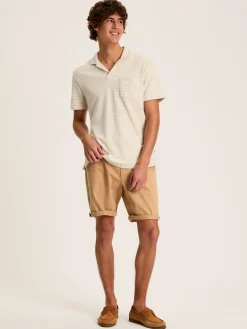 Online Joules Towelling Striped Polo Shirt Cream