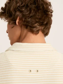 Online Joules Towelling Striped Polo Shirt Cream