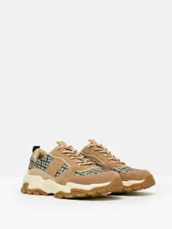 Clearance Joules Trek Natural Check Trainers NaturalCheck