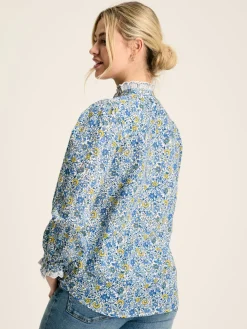Online Joules Valentina Broderie Trim Blouse Blue/White