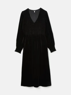 Discount Joules Vanessa Velvet Shirred Dress Black