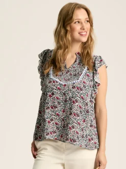 Joules Verity Frill Shoulder Sleeveless Blouse Multi