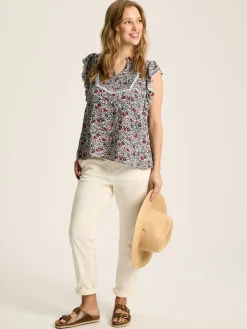 Joules Verity Frill Shoulder Sleeveless Blouse Multi