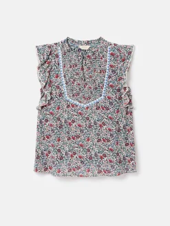 Joules Verity Frill Shoulder Sleeveless Blouse Multi