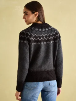Discount Joules Victoria Charcoal Grey Fair Isle Jumper CharcoalGrey