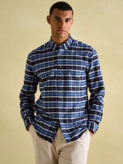 Hot Joules Welford Cotton Check Shirt Blue