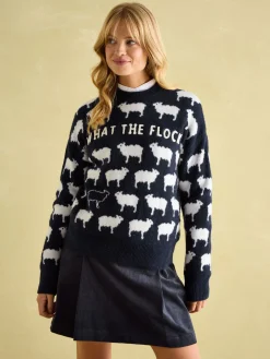 Sale Joules What The Flock Intarsia Sheep Jumper Navy/White