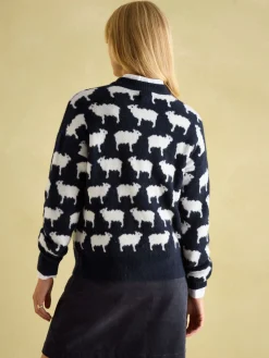 Sale Joules What The Flock Intarsia Sheep Jumper Navy/White