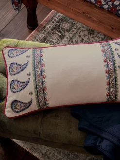 Outlet Joules Paisley 100% Cotton Cushion White