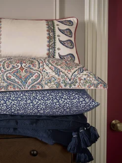 Outlet Joules Paisley 100% Cotton Cushion White