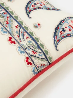 Outlet Joules Paisley 100% Cotton Cushion White