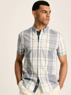 Hot Joules Wilson Checked Classic Fit Short Sleeve Shirt Blue