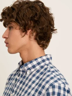 New Joules Wilson Gingham Classic Fit Short Sleeve Shirt Blue