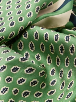 Joules Windsor Printed Long Silk Scarf Green