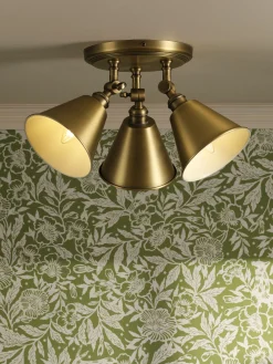 New Joules Wollaton Three Way Brass Ceiling Light Gold