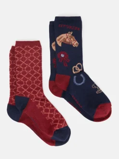 Discount Joules Women's Everyday 2 Pack Socks (size 4-8) Burgundy