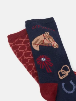 Discount Joules Women's Everyday 2 Pack Socks (size 4-8) Burgundy