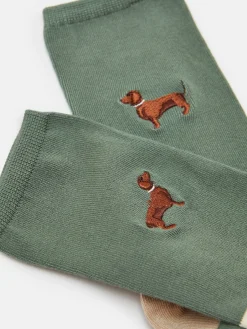 Best Joules Women's Everyday 2 Pack Socks (size 4-8) Green/Ecru