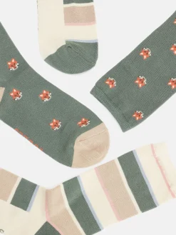 Clearance Joules Women's Everyday 2 Pack Socks (size 4-8) Khaki/Grey