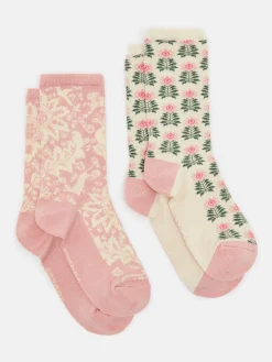 Clearance Joules Women's Everyday Multi Blush 2 Pack Socks (size 4-8) MultiBlush