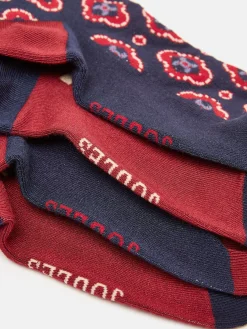 Clearance Joules Women's Everyday 2 Pack Socks (size 4-8) Navy/Red