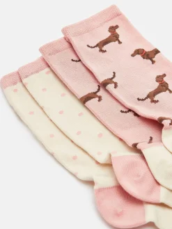 Clearance Joules Women's Everyday 2 Pack Socks (size 4-8) Pink