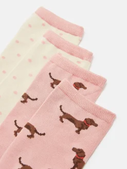 Clearance Joules Women's Everyday 2 Pack Socks (size 4-8) Pink