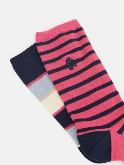 Discount Joules Women's Everyday 2 Pack Socks (size 4-8) Red/Pink