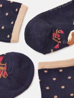 Clearance Joules Women's Everyday 2 Pack Socks (size 4-8) Tan/Navy