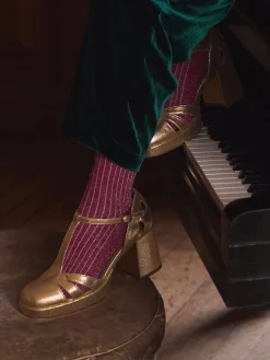 Hot Joules Women's Freya Glitter Socks Navy