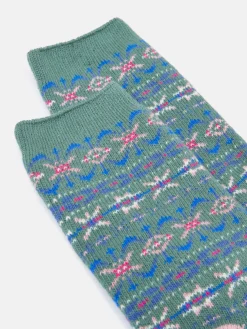 Clearance Joules Women's Lucille Fair Isle Boot Socks (size 4-8) Green