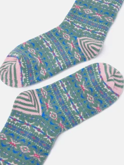 Clearance Joules Women's Lucille Fair Isle Boot Socks (size 4-8) Green