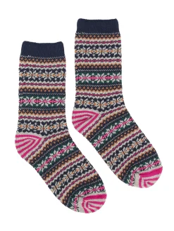 Discount Joules Women's Lucille Fairisle Pattern Socks Navy