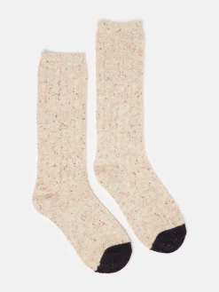 New Joules Women's Rambler Cable Knit Boot Socks (size 4-8) Oatmeal