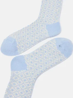 Online Joules Women's Toasty Cosy Geometric Socks (size 4-8) Blue