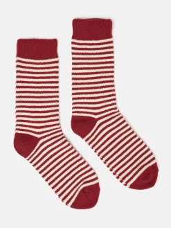 Online Joules Women's Toasty Cosy Striped Socks (size 4-8) Burgundy