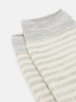 New Joules Women's Toasty Cosy Striped Socks (size 4-8) Grey