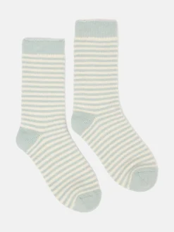 Discount Joules Women's Toasty Mint Green Cosy Striped Socks (size 4-8) MintGreen