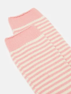 New Joules Women's Toasty Cosy Striped Socks (size 4-8) Pink