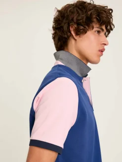 Sale Joules Woody Blue Colour Block Regular Fit Cotton Pique Polo Shirt BlueColourBlock