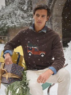 Discount Joules 4x4 Brown Intarsia Crew Neck Jumper BrownIntarsia