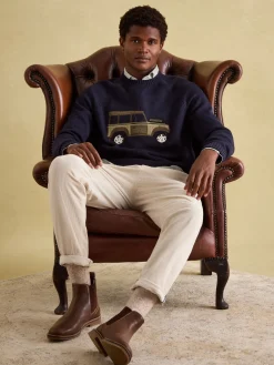 New Joules 4x4 Navy Applique Crew Neck Jumper NavyApplique